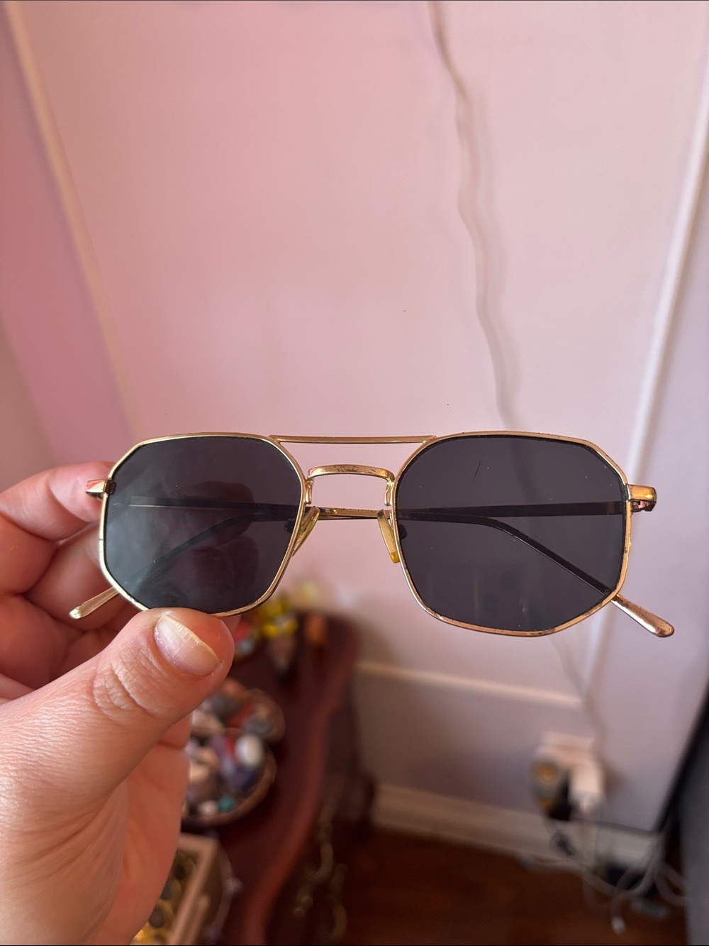 Gold Frame Black Lens Sunglasses